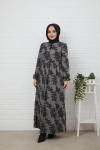 Desenli Kaşmir Elbise Antrasit PKL855