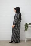Desenli Kaşmir Elbise Antrasit PKL855