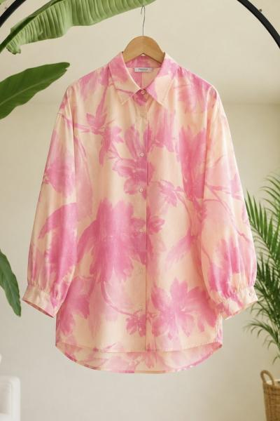 Desenli kuşaklı Tunik Pembe PL2079