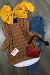 Desenli Triko Tunik camelTCN1236