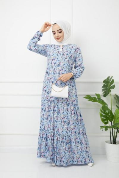 Desenli Viskon Kumaş Elbise Bebemavı  HBS1150