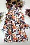 Dijital  Baskılı Kapşonlu  Tunik Turuncu Sg746