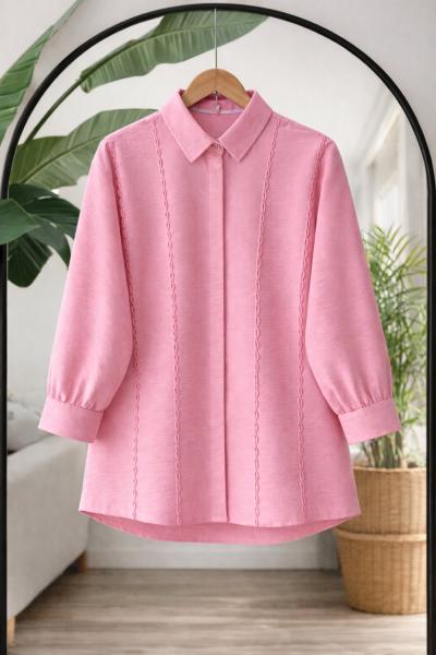 Dikiş Detaylı Tunik Pembe DS2063