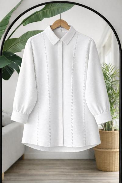 Dikiş Detaylı Tunik  Beyaz DS2063