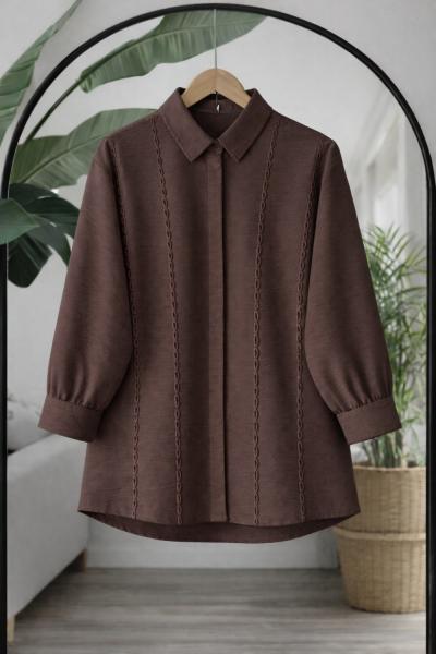 Dikiş Detaylı Tunik kahverengi DS2063