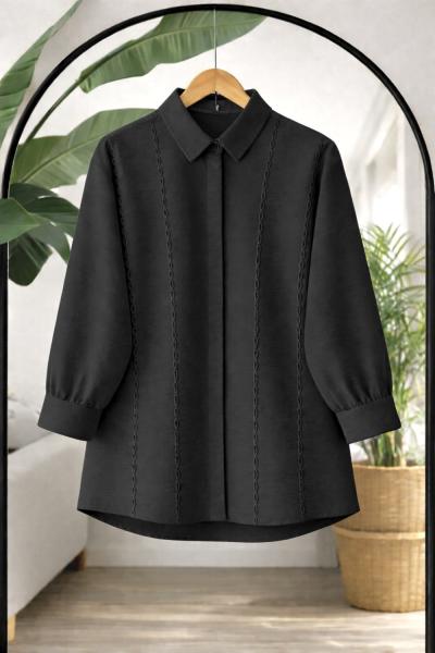 Dikiş Detaylı Tunik siyah DS2063