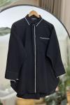 Dikiş Detaylı Keten Tunik Siyah NEW30278