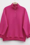 Dikyaka fermuarlı sweatshırt Fuşya ADS30193