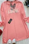 Dior nakış işlemeli tunik Pembe  UMS941