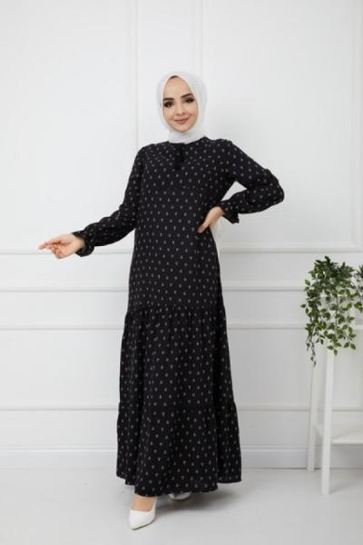 Dokuma Viskon kumaş Elbise Siyah UMS956