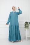 Dokuma Viskon kumaş Elbise Mintyeşili  UMS956