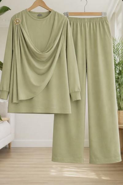 Dökümlü yaka Oysh Takım Yeşil TK2070