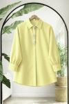 Düğmeleri taş işlemeli tunik gömlek Sarı  TB8059