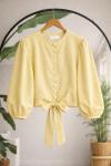 Düğmeli Bağcıklı kısa gömlek Sarı BK9550