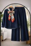 Eşarplı  Bolpaça Kot Takım Lacivert HT8070