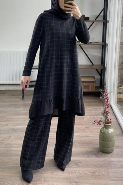 Eteği tül kareli takım