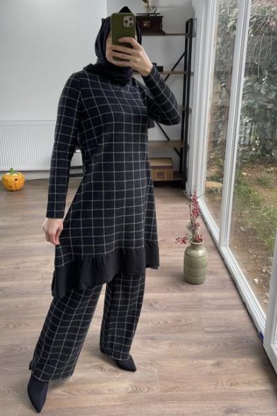 Eteği tül kareli takım