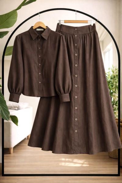 Etek düğme DetaylTakım  kahverengi  UMS50341