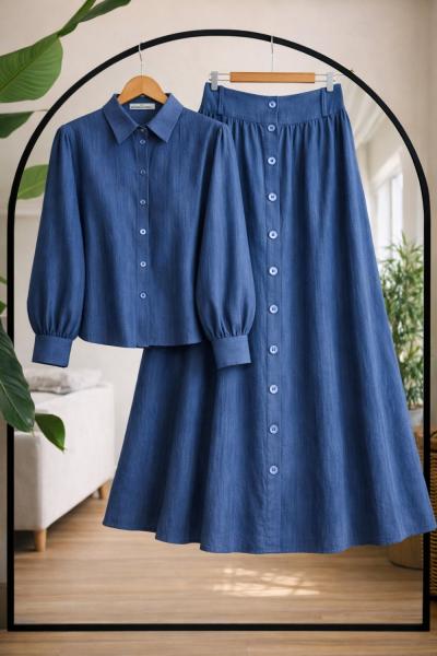 Etek düğme Detaylı Takım  Lacivert  UMS50341