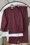 Etek garnili Fermuar detaylı Takım Bordo YR30543