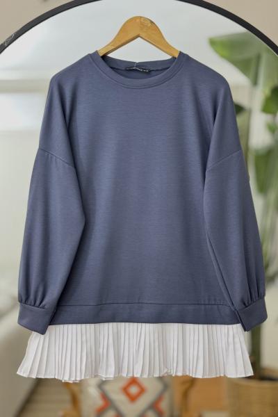 Etek Ucu Pile Detaylı Oyso Tunik Antrasit NW6059