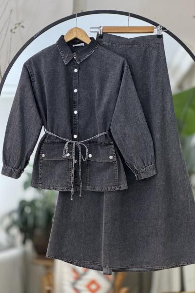 Etekli Kot Takım siyah YRN30522