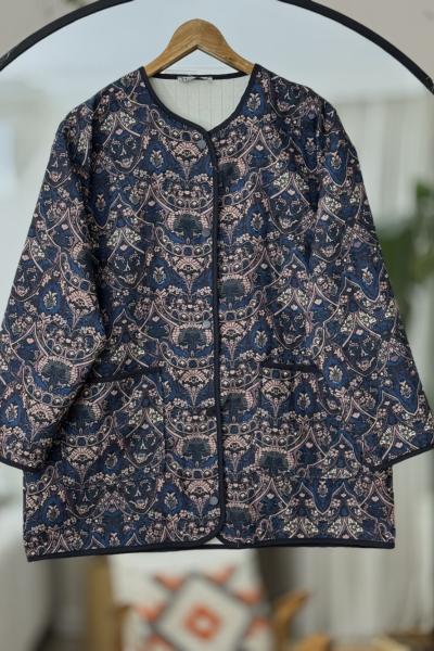 Etnik Desenli Kopitone Lacivert ceket FX8066