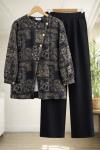 Etnik Desen üç düğmeli Takım Siyah BK9556