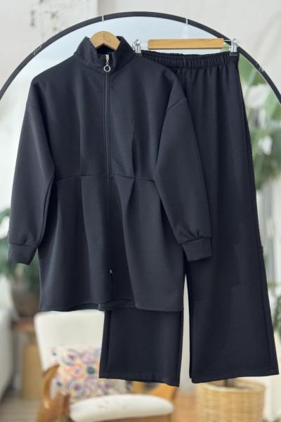 Fermuarlı dikiş Detaylı Oysh Takım  siyah  YR30548