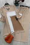 Fermuarlı Ayrobin Kumaş Takım bej UMS1504