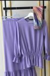 fırfır Detaylı Etek Blüz takım Lila  TCN 655