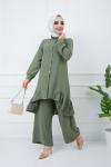 Fırfır detaylı Ayrobin Kumaş Takım Mintyeşili GLN967
