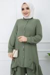 Fırfır detaylı Ayrobin Kumaş Takım Mintyeşili GLN967