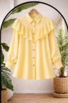 Fırfırlı Pelerin Tunik Gömlek Sarı TCN40160