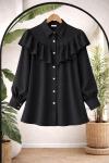 Fırfırlı Pelerin Tunik Gömlek Siyah TCN40160