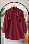Fırfırlı Pelerinli Tunik Bordo BK9562