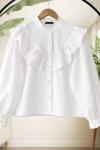 Fırfırlı Kısa gömlek Beyaz SLT8094