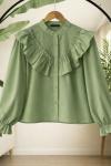 Fırfırlı Kısa gömlek Yeşil  SLT8094
