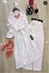 Fırfırlı Ayrobin kumaş takım  beyaz  Ums 720