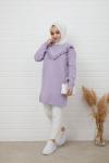 Fırfırlı Simli triko Tunik lila NFS792