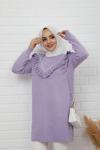 Fırfırlı Simli triko Tunik lila NFS792