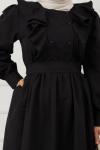 Fırfırlı Cepli Elbise Siyah SHR894
