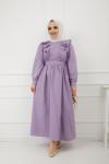 Fırfırlı Cepli Elbise Lila SHR894