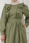 Fırfırlı Cepli Elbise Yeşil SHR894