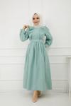 Fırfırlı Cepli Elbise MintyeşiliSHR894