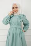 Fırfırlı Cepli Elbise MintyeşiliSHR894