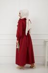 Fırfırlı Cepli Elbise Bordo SHR894