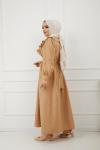Fırfırlı Cepli Elbise Camel SHR894