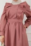 Fırfırlı Cepli Elbise Gül SHR894