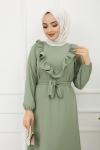 Fırfırlı Elbise Elbise Mintyeşili  Tbt895